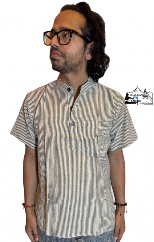 cream-striped-100-percent-cotton-half-sleeve-kurta-handmade-in-nepal